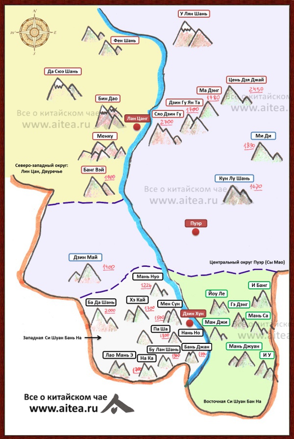 Aitea - Карта юньнаньских пуэрных гор.